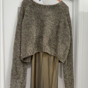All Saints Gold Slip Dress two piece with Sweater